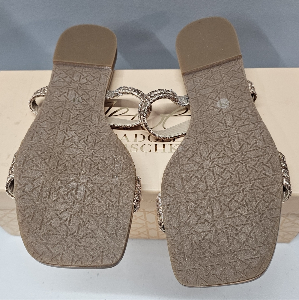 Jewel Badgley Mischka Women's Tan Sandals NEW Size 7.5 Rose Gold - Picture 4 of 5